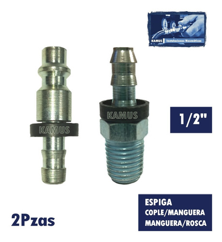 Paq 2 Espigas 1/2 Cople A Manguera Y Manguera A Rosca