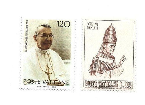 2 Estampillas Vaticano Papa Juan Pablo I Y Pablo Vi Año 1978