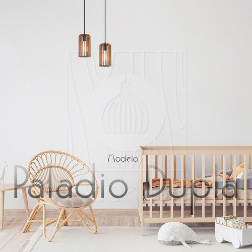 Luminária Pendente Duplo Madeira Paladio Cr Sala Jantar E27 Estrutura Rústico