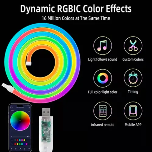 Tira Cinta Led Neón Flex Rgb Bluetooth 10mtr Usb Control App
