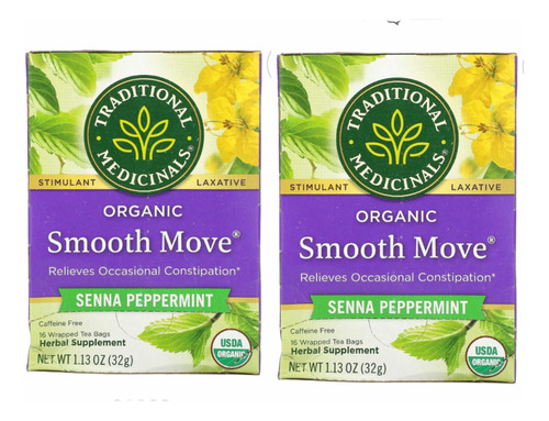 Smooth Move, Té Orgánico De Senna Peppermint  2pack