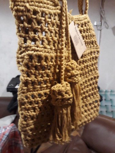 Lote Por 5 Bolsos Playeros De Red Tejidos Artesanales