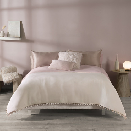 Funda De Duvet Para Edredon Individual Sevilla Vianney Color Rosa Diseño Con Flecos