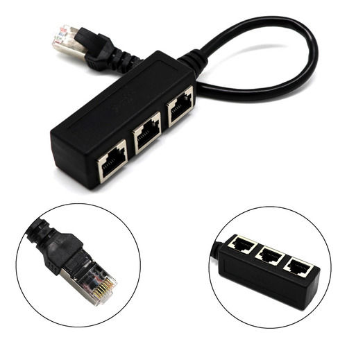 Divisor De Red Ethernet Lan / Extensor Rj45 1 A 3 Puertos