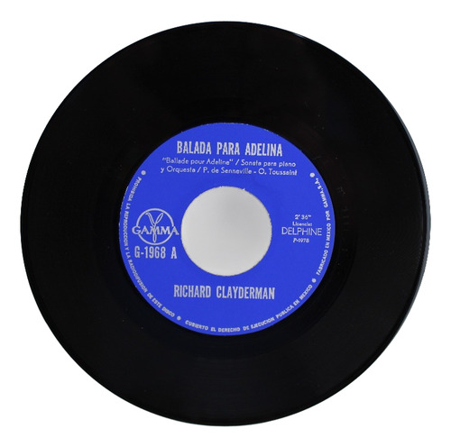 E659 Richard Clayderman -- Balada Para Adelina 45 Rpm Singl (Usado)