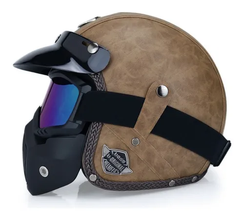 Casco Moto Abierto 3 4 Vintage Cafe Racer Certificado Cuotas sin