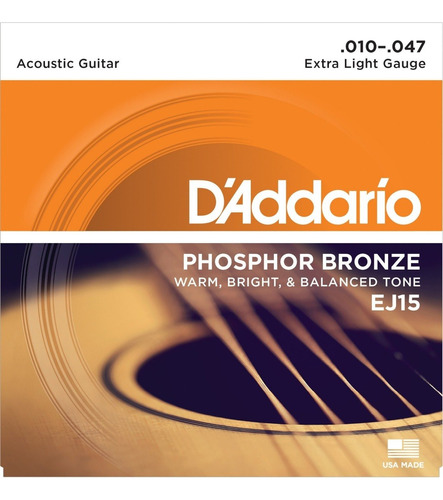 Encordado Para Acústica .010 Daddario Phosphor Bronze Ej15 