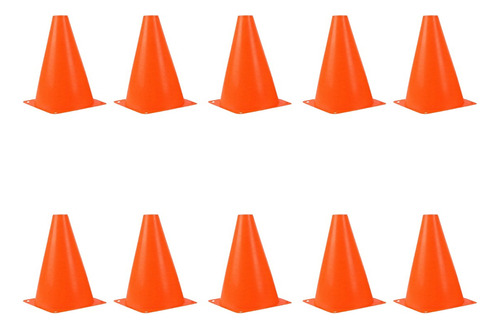 Set De 10 Conos Para Entrenamiento 23cm Rev Sports Color Naranja