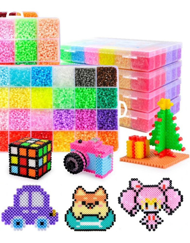 Kit 33000 Hama Beads 54 Colores Mini 2.6 Mm 4 Bases 3 Pinzas