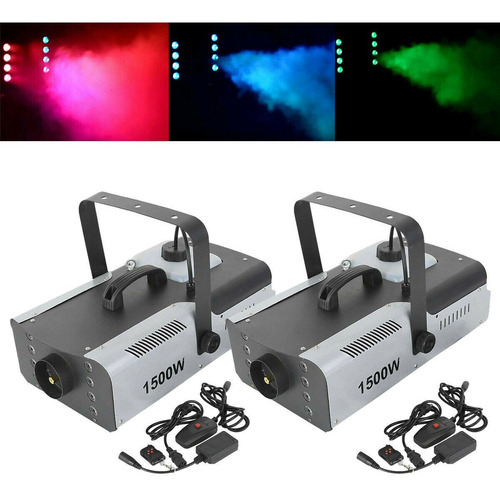 Set 2 Máquinas De Humo 1500w Dmx Con 8 Luces Led Rgb Y