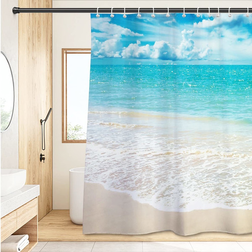 Cortina Ducha Impermeable Para Playa Decoracion Baño Gancho