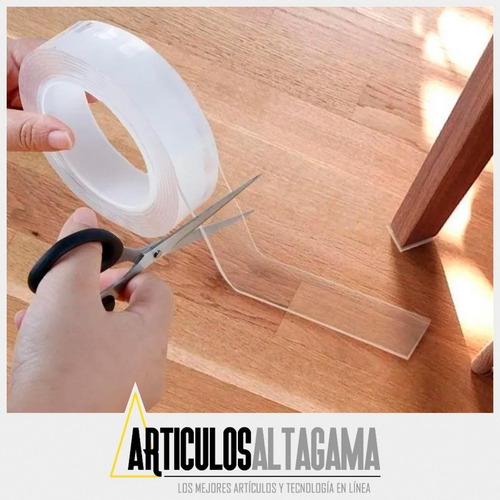 Imagen 4 de 10 de Cinta Doble Faz Adhesiva Silicona Multiusos Reutilizable 3mt