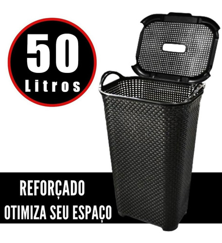 Cesto Saco Organizador Roupa Suja Multiuso 50 Litros C Tampa