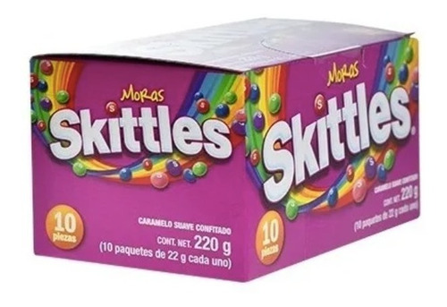 Caja De Dulces Skittles Moras Caramelo Suave Confitado 10 piezas