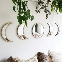 Comprar Espejo Decorativo Acrílico Fase Lunar Escandinavo Beige 5 Pz