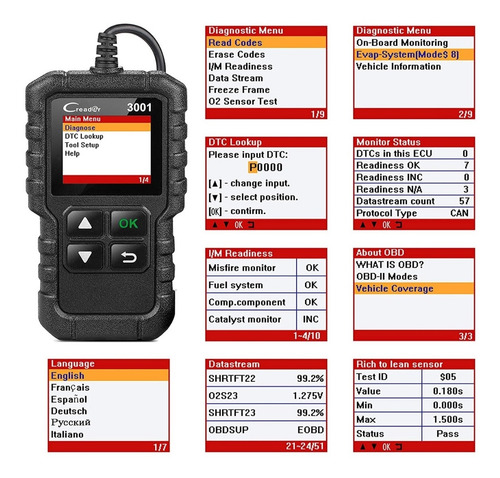 Imagen 9 de 9 de Escaner Launch Creader 3001 Obd2 Lector Automotriz Scanner
