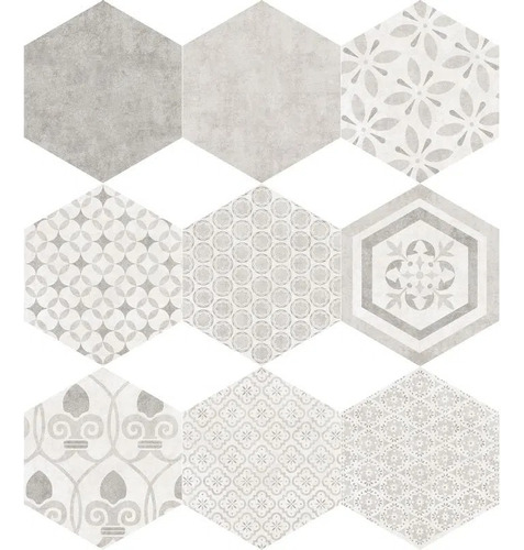 Porcelanato Alpha Hexagon Mix Perla Mate 25.8x29