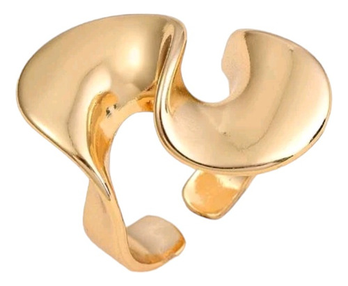 Anillo Mujer Ajustable Grande Chunky Tendencia Baño Oro 18k