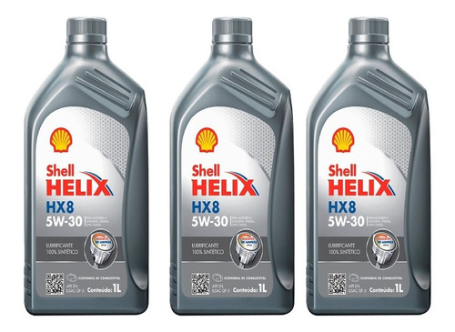3 Shell Helix Hx8 5w30 Motor Api Sn 100% Sintético