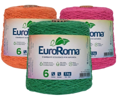 Barbante Euroroma 1 Kg 1016m Nº6 Tricô Crochê Cores Full Cor Marrom