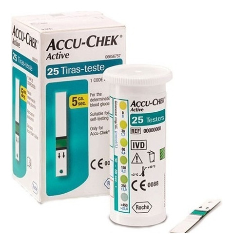 Accu-chek Active Tiras Reactivas Medicion En 5seg X25u Color Blanco