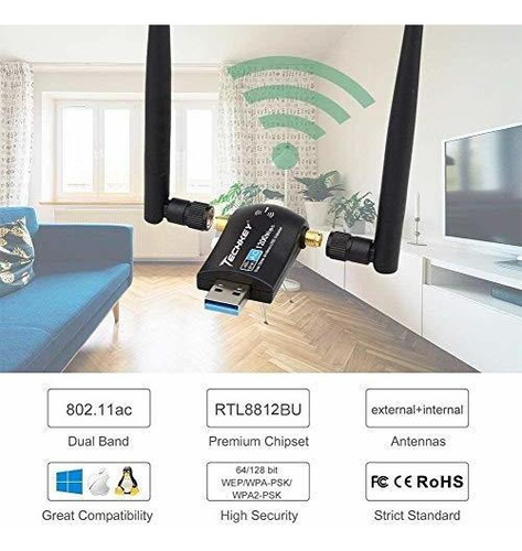 Adaptador Inalambrico Usb Wifi Mbps Doble Banda Ghz Dual Xp