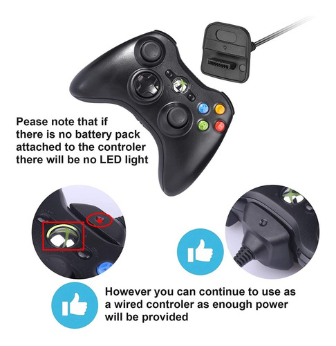 Imagen 7 de 10 de Cable Cargador Compatible Joystick Xbox 360 Pc Usb 2 En 1