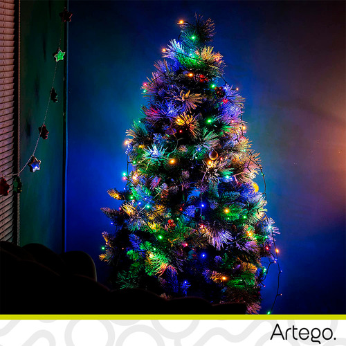 Luces Serie 200 Led Color Luz Multicolor Color Cable Verde Artego Interior Exterior Decoración Navidad Árbol Navidad Eventos Bodas Led Christmas String Lights Waterproof 8 Modos Uso Temporizador