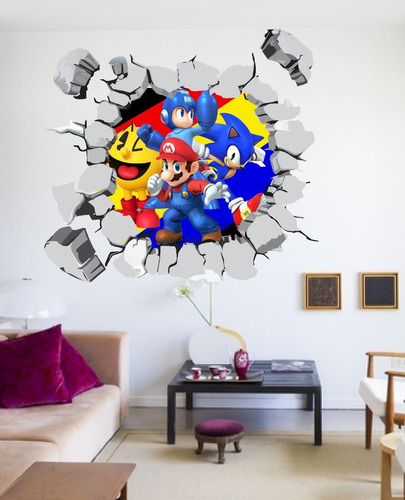 Vinil Decorativo Infantil Mario Bros Sonic