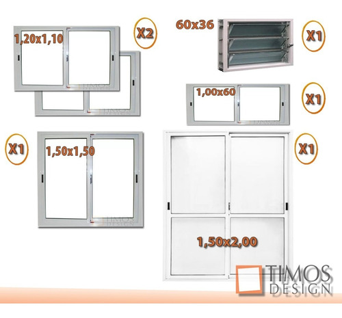 Combo Abertura Ventanas De Aluminio Herrero Oferta Del Mes!!