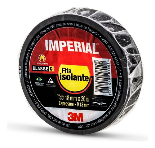 Fita Isolante Imperial 3m 18mm X 20 Metros Kit 2 Unidades