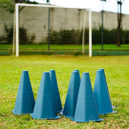 Kit Paraquedas E Cone Para Treino Funcional Corrida Futebol Cor Azul