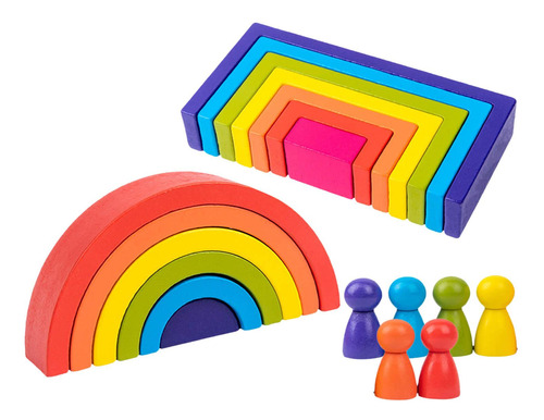 Montessori Rainbow Stacker Blocks Game Stacker Aprendizaje