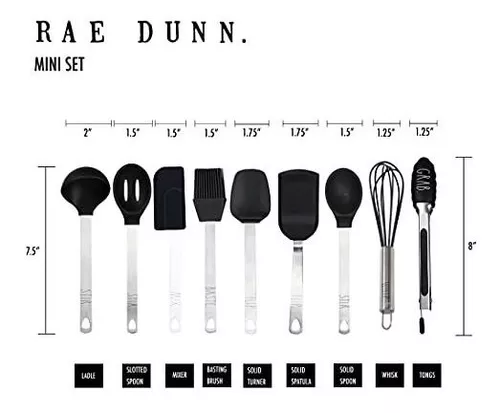 Rae Dunn Everyday Collection 9 Piece MINI Kitchen Utensil Set- Stainless  Steel and Silicone Kitchen Tools- (White)