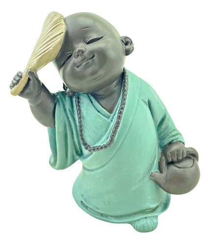 Niño Buda Bebe Abanico Figura Budismo Feng Shui Deco Zen Zn