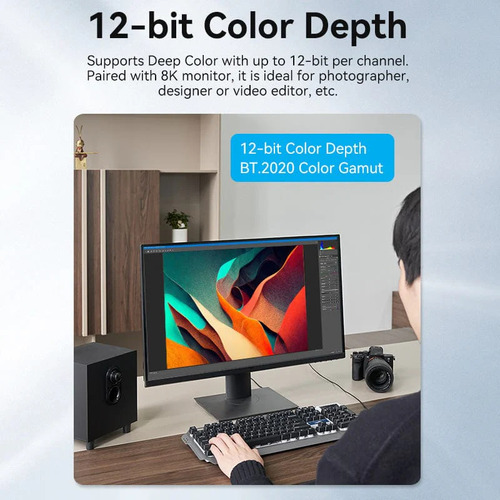 Cable Hdmi 2.1 Fibra Optica Vention - Certificado Profesional - 20 Metros - Ultra Hd 8k 60hz 48gbps Optico - Hdr Dolby Atmos Earc - Para Pc / Notebook / Tv Proyector / Macbook / Consola - Albbq