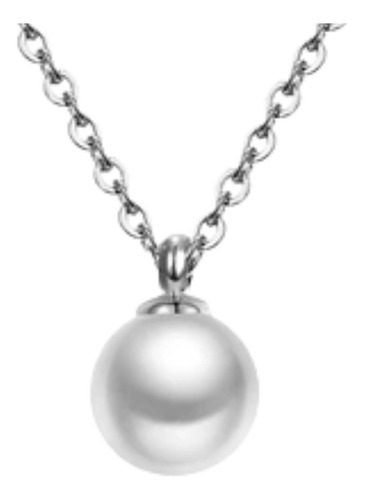 Imagen 2 de 3 de Collar Multicapa Mujer Doble Cadena Dije Perla Bolitas Acero