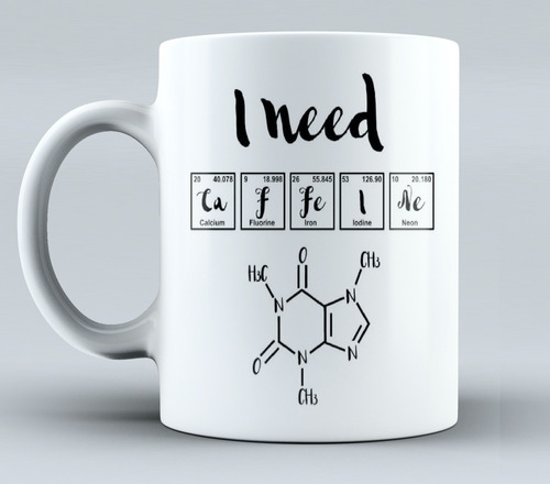 Taza Para Café, Formula Química De Cafeína 