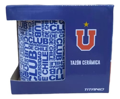 Tazon Ceramica De 350 Ml Con Caja Universidad De Chile