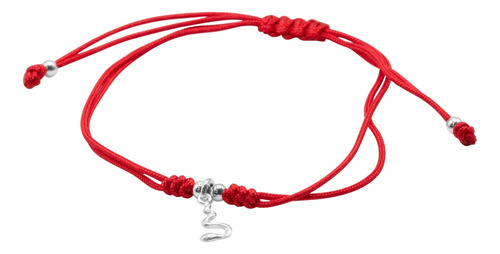 Pulsera De Plata 925 Hilo Rojo Ajustable Con Serpiente