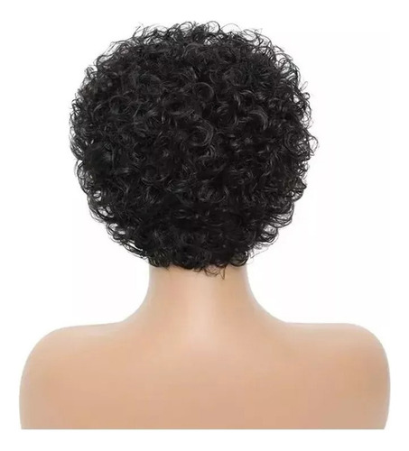 Peluca Cabello Humano Peluca Encaje Rizada Negra
