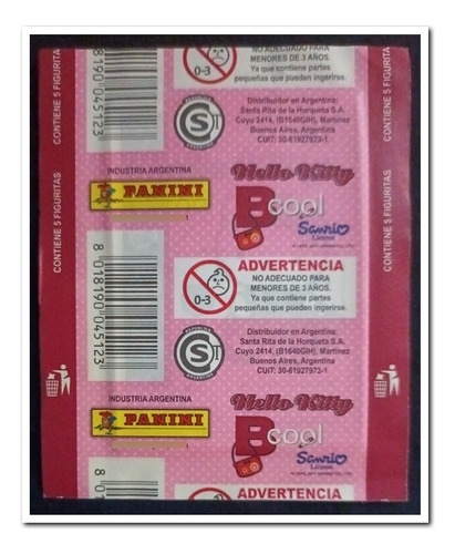 Hello Kitty Bcool, Sobre Sellado Panini 2011 (Usado)