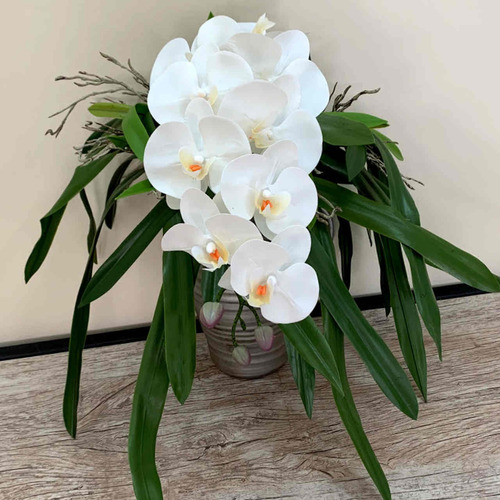 9 Folhas De Orquídeas Artificiais Folhagem Comprida Em Silicone |  Parcelamento sem juros
