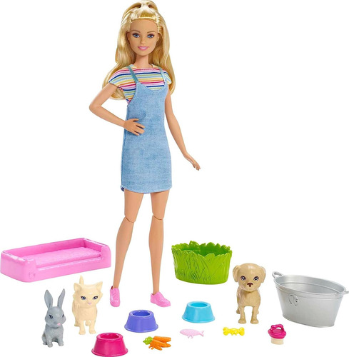 Barbie Play N Wash Pets Juega De Muñecas Con 3 Accesorios De