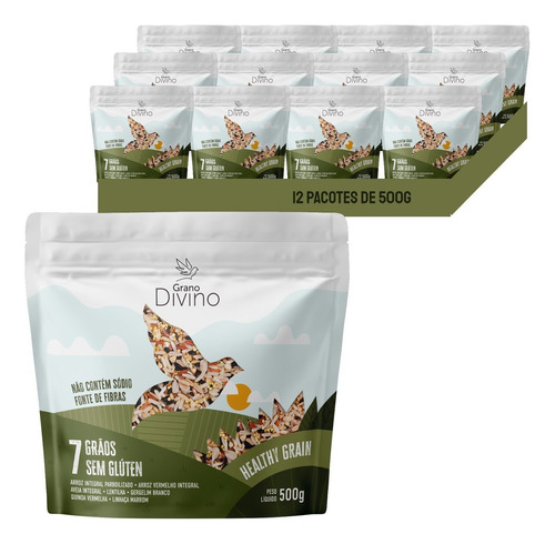 Arroz Grano Divino 7 Graos Healthy Grain 500g (12 Pacotes)