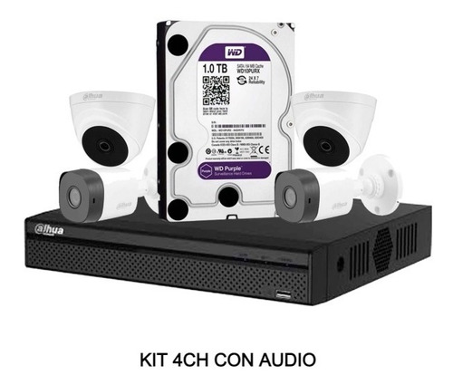 Kit De Videovigilancia 4 Cámaras Con Audio Full Hd Dahua