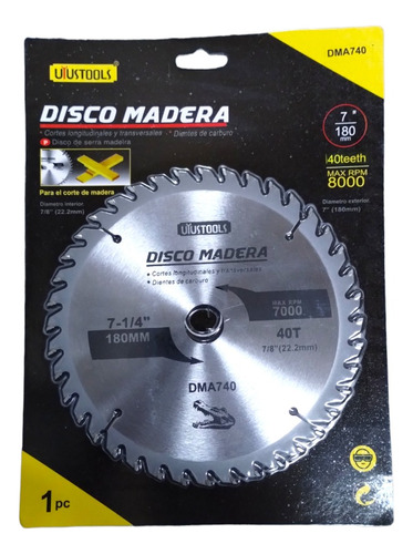 Disco Madera 180mm 7 Pulgadas 40t