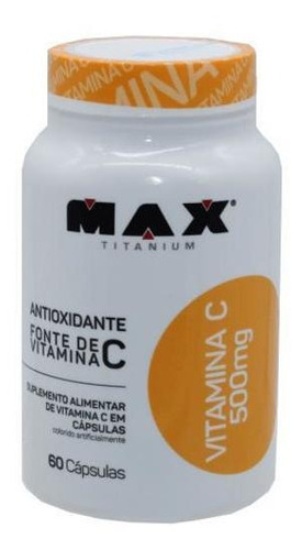 Vitamina C 500mg Max Titanium Suplemento Imunidade 60 Caps Sabor