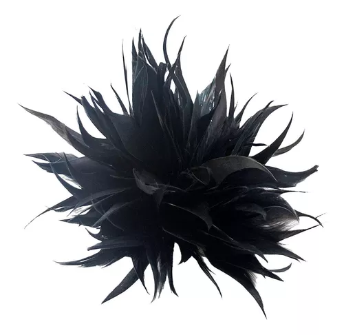 Broche de plumas en negro y blanco