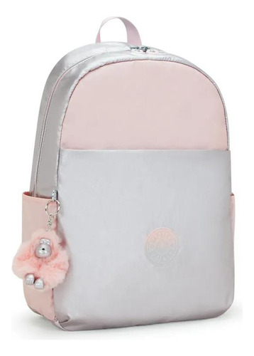 Mochila Linda Kipling Haydar Ice Metal Bl Metalizada Cor Prata Desenho Do Tecido Lisa